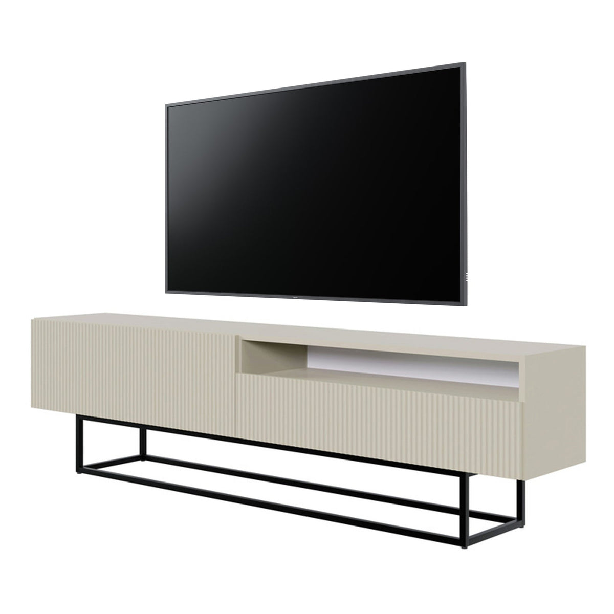 TV spintelė GREYA, pilka, 175 cm, juodos kojos, 2