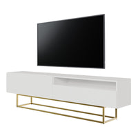 TV spintelė GREYA, balta, 175 cm, auksinės kojos, 2