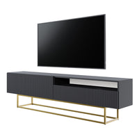 TV spintelė GREYA, juoda, 175 cm, auksinės kojos