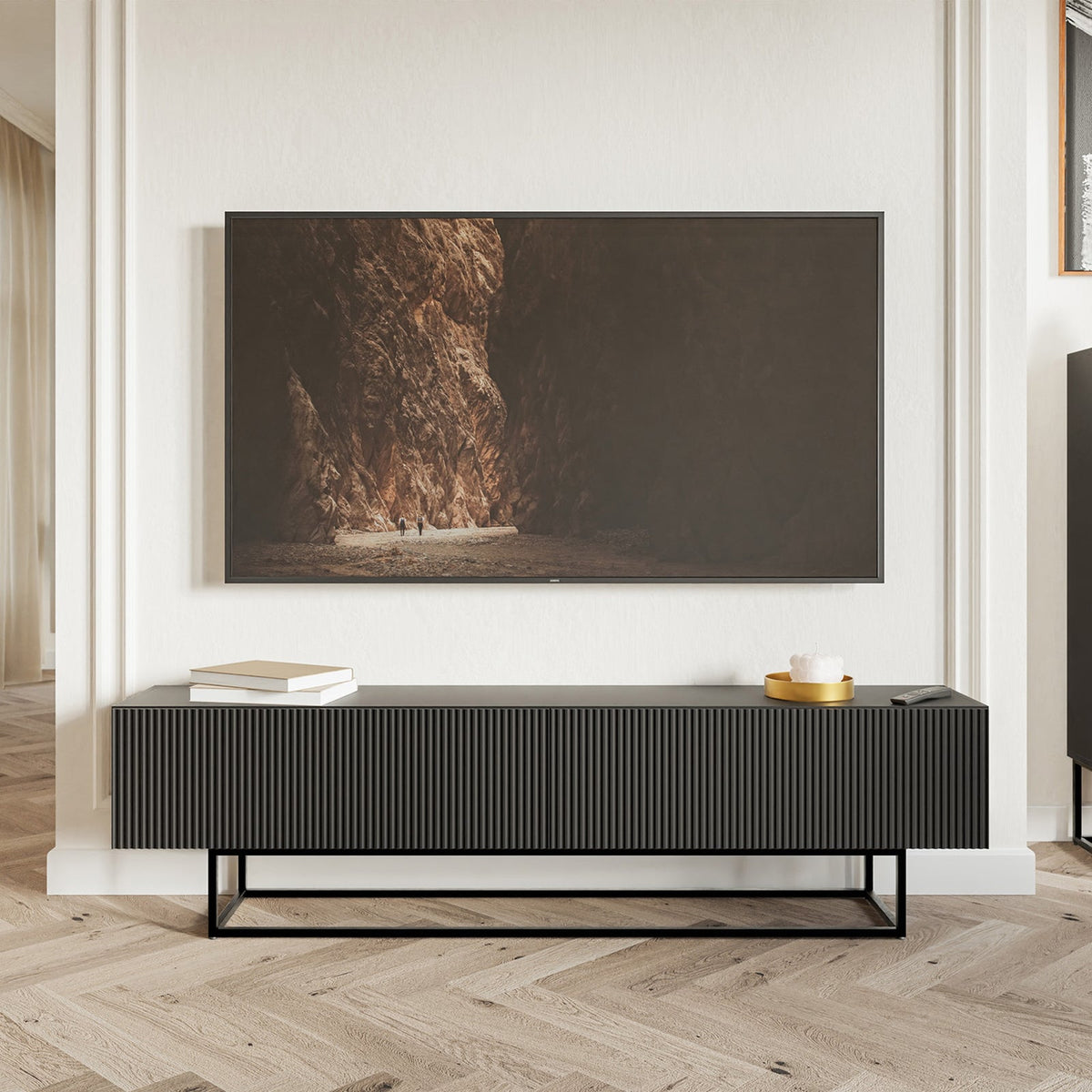 TV spintelė GREYA, juoda, 175 cm, juodos kojos, 2