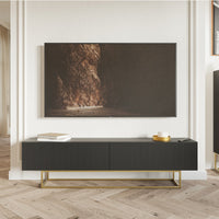 TV spintelė GREYA, juoda, 175 cm, auksinės kojos, 2