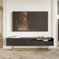 TV spintelė GREYA, juoda, 175 cm, auksinės kojos