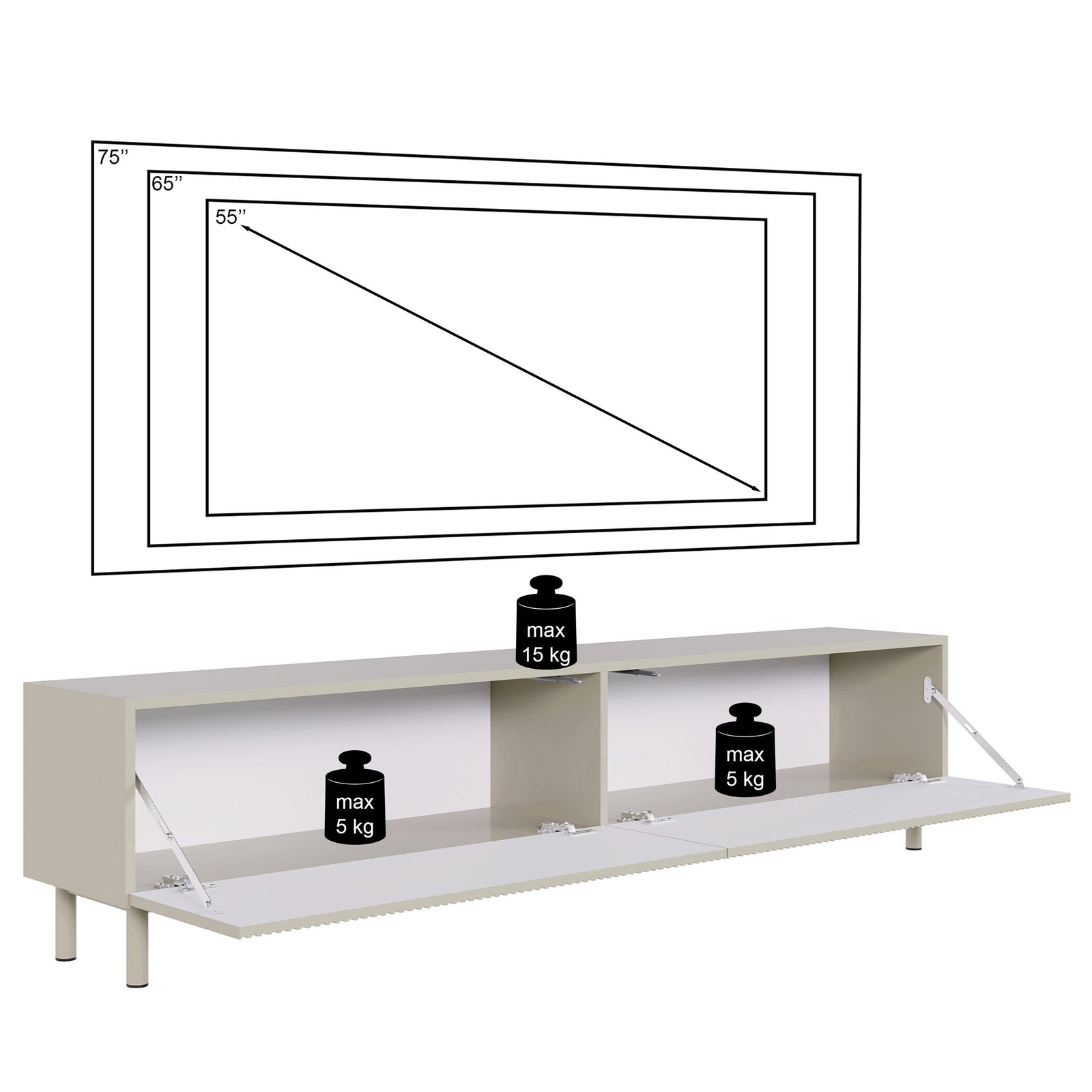 TV staliukas GREYA, juodas, 175 cm