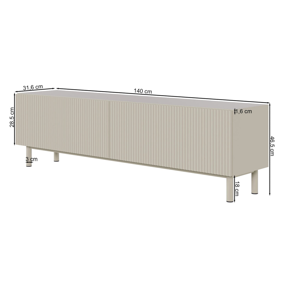 TV staliukas GREYA, pilkas, 140 cm