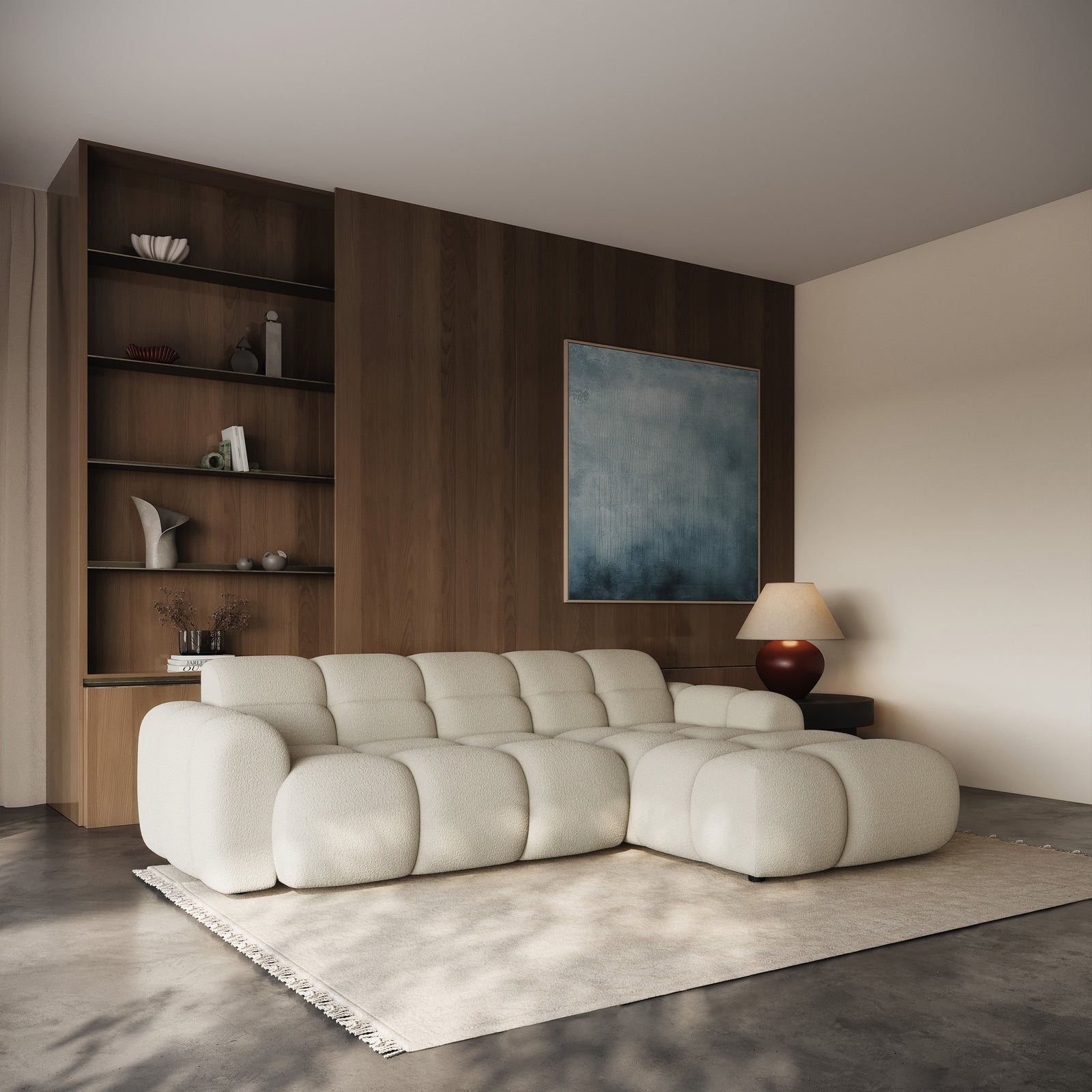 Kampinė sofa-lova VENTELLO, šviesiai smėlinė