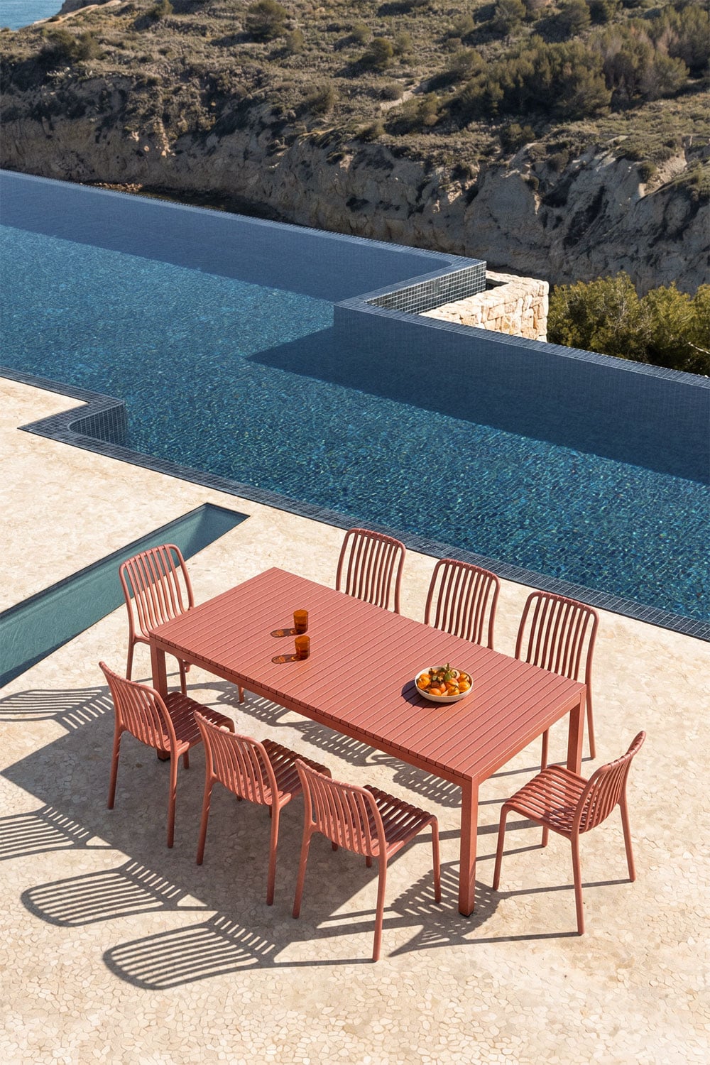 Outdoor table LARGO, terracotta, 210x100 cm