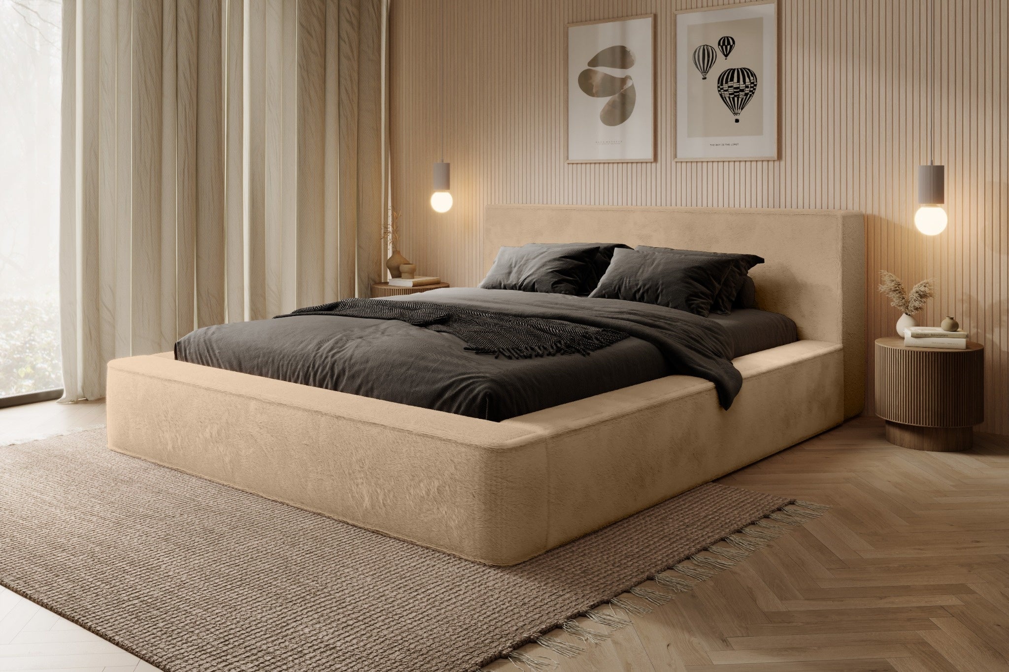 Bed JAMES, light brown