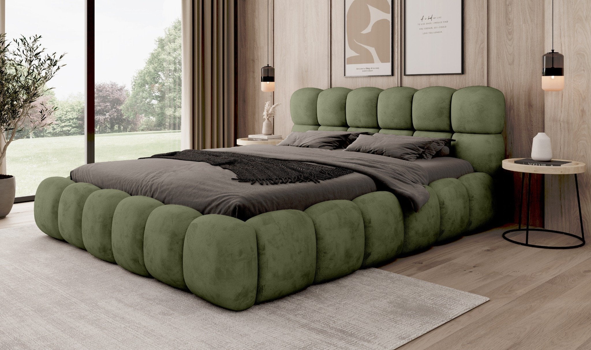 Miegamojo lova JASMIJA, tamsiai žalia aphrodite