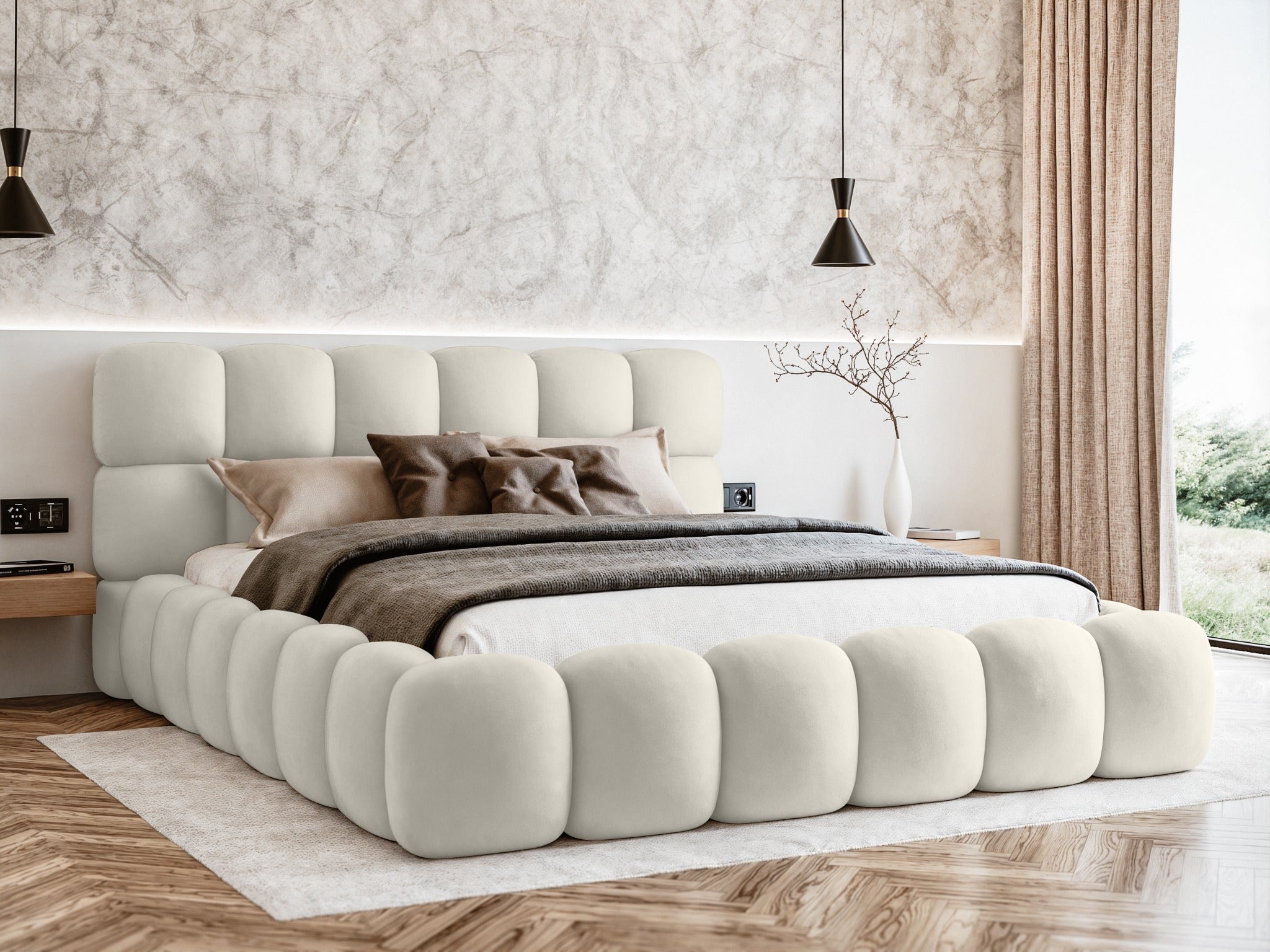 Miegamojo lova JASMIJA, ecru piano