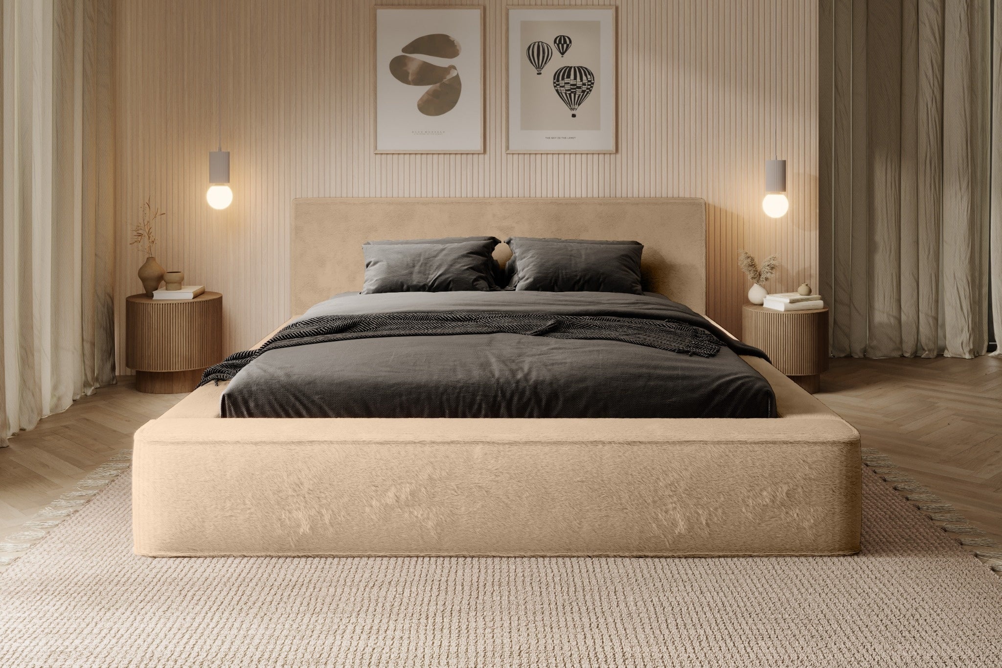 Bed JAMES, light brown