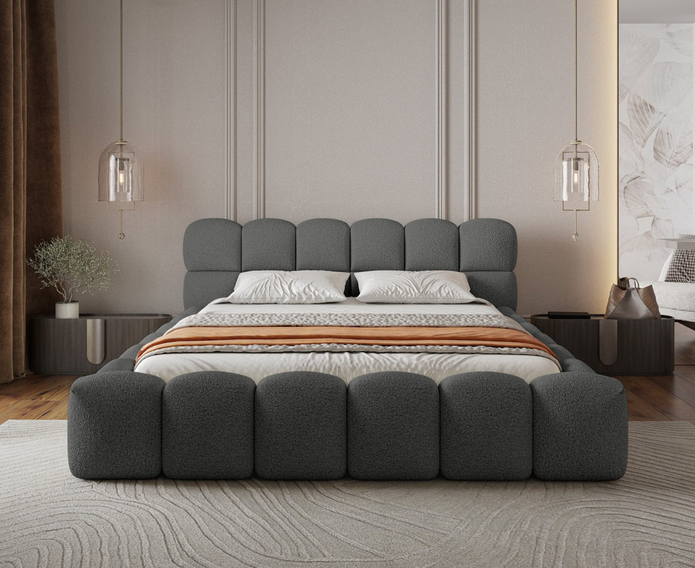 Miegamojo lova JASMIJA, tamsiai pilka quelle