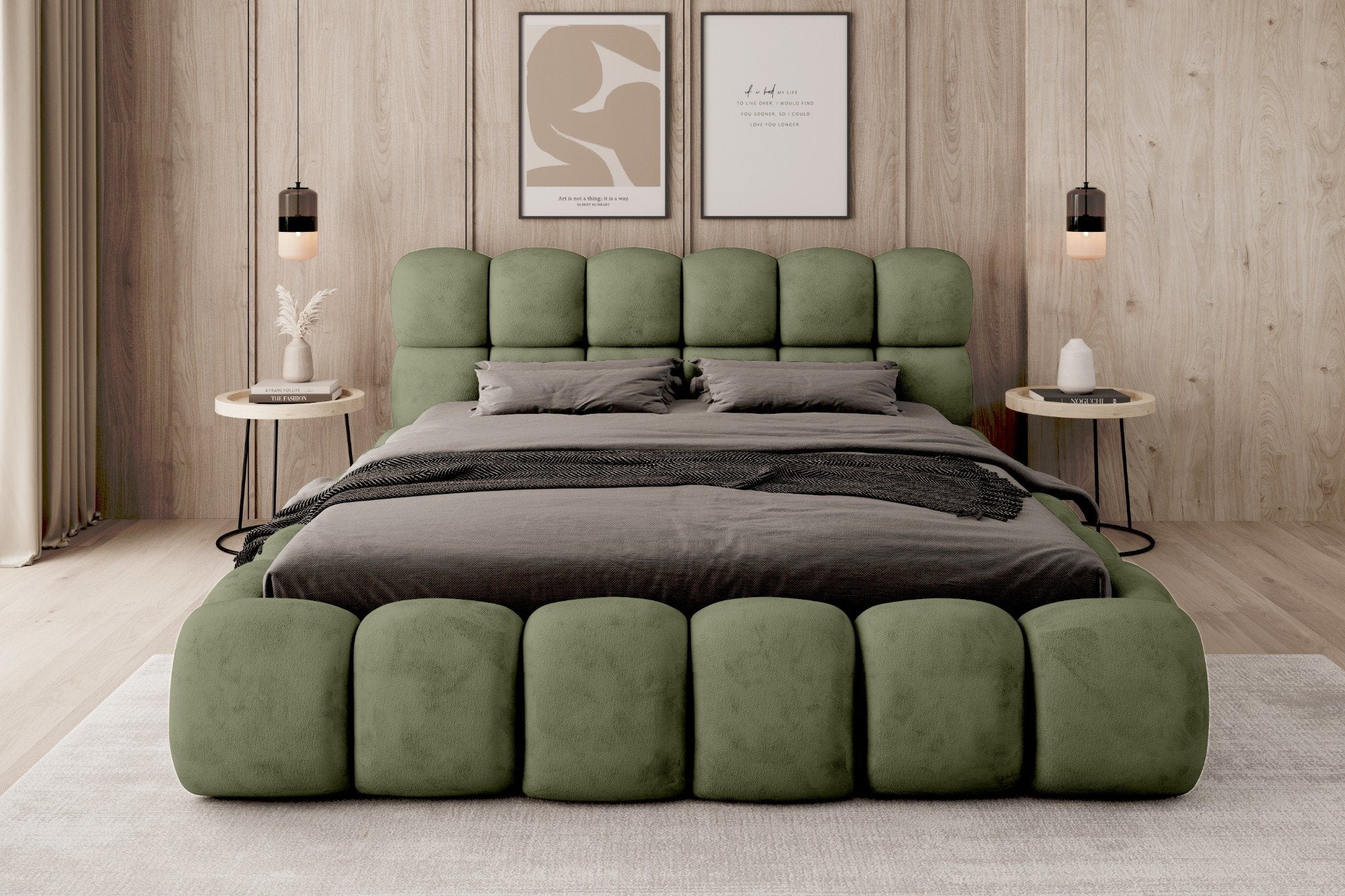 Miegamojo lova JASMIJA, tamsiai žalia aphrodite