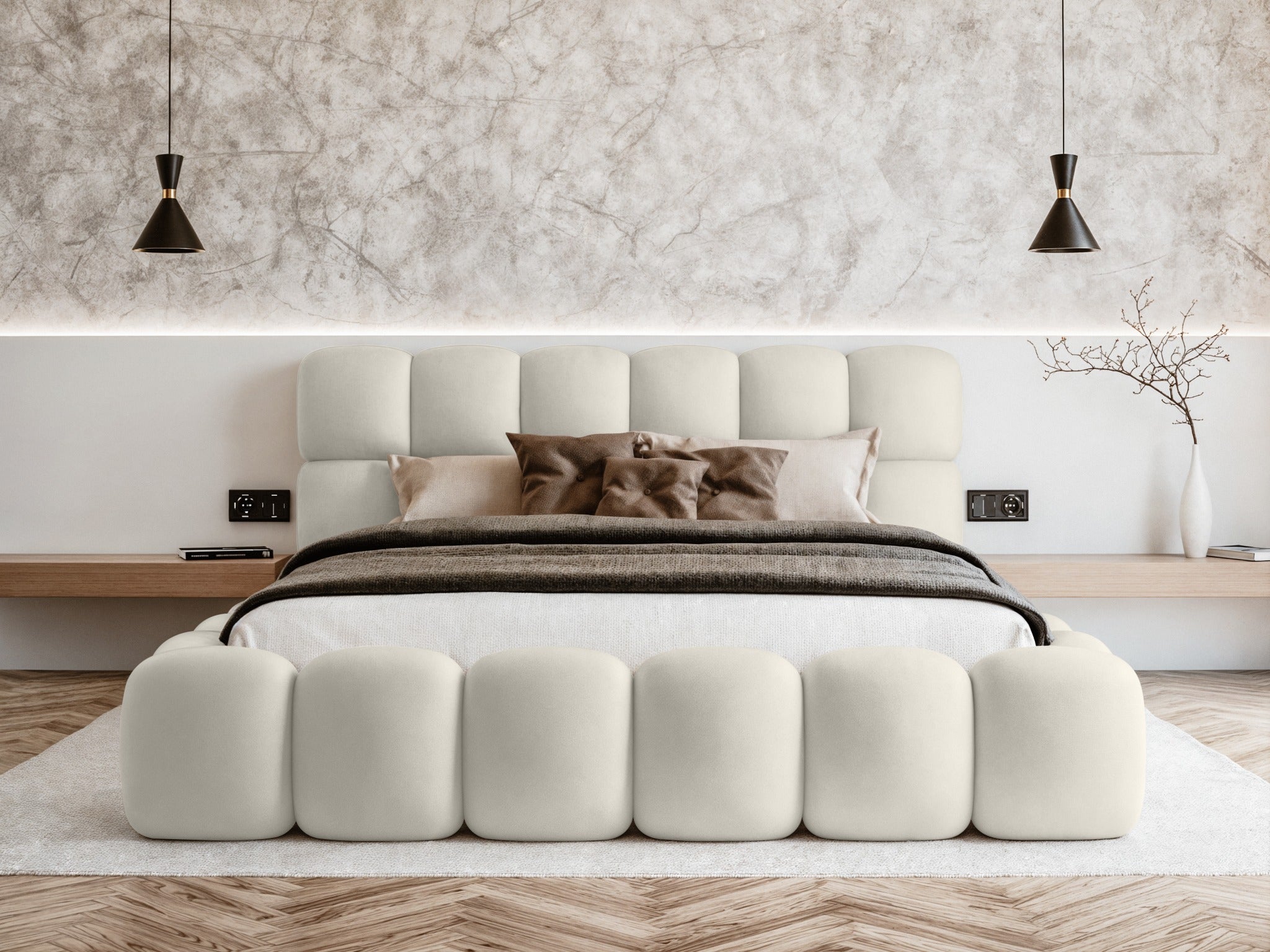 Miegamojo lova JASMIJA, ecru piano