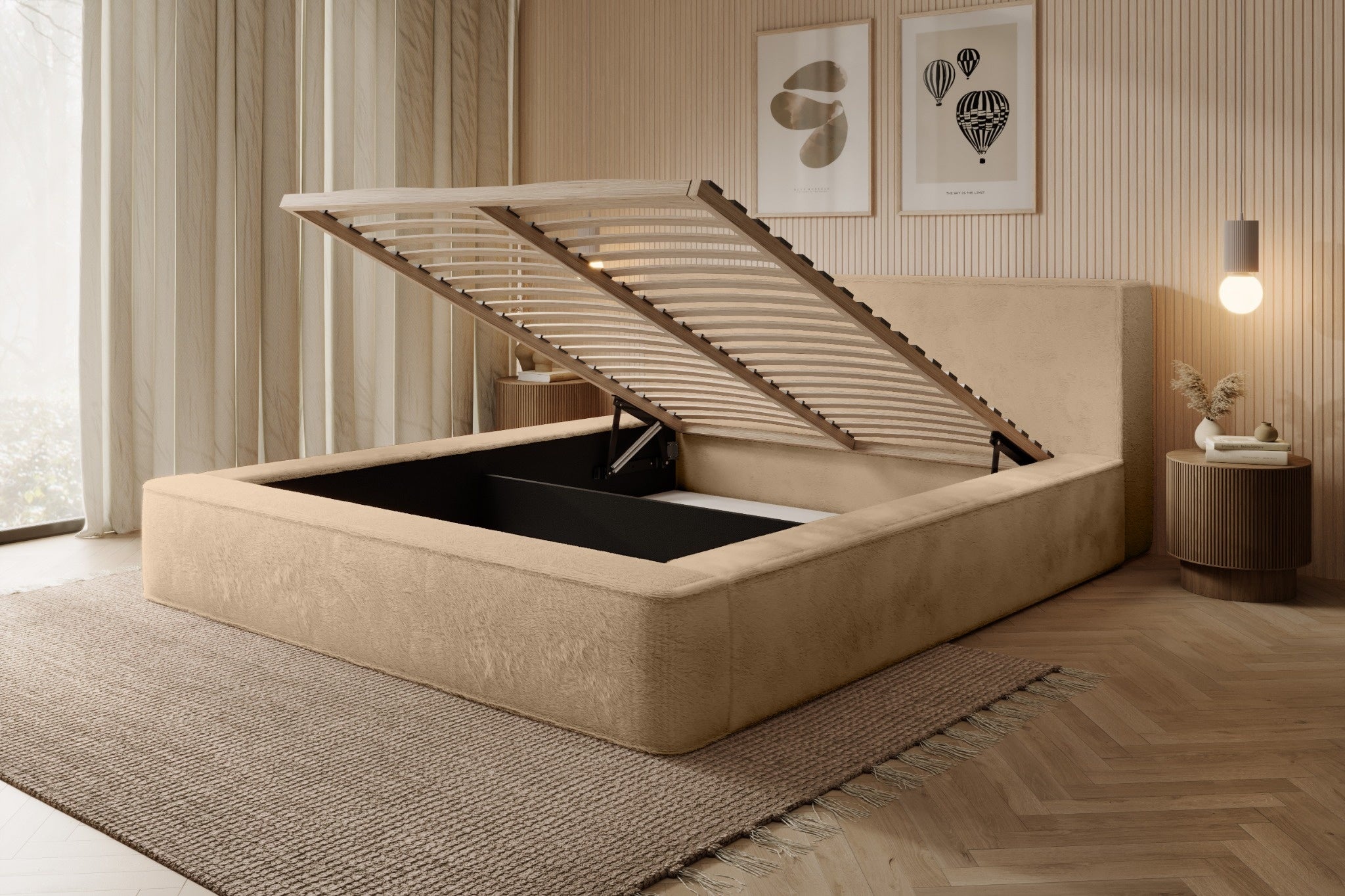 Bed JAMES, light brown