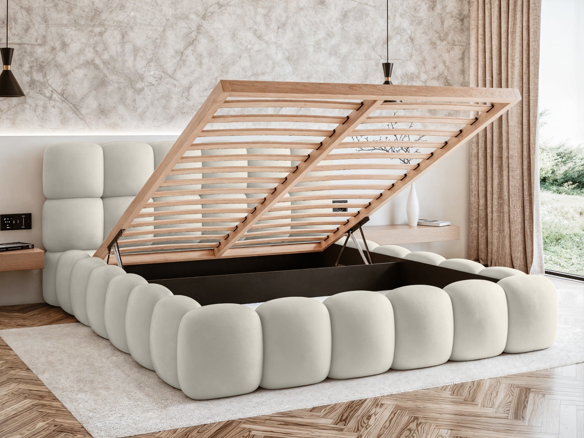 Miegamojo lova JASMIJA, ecru piano