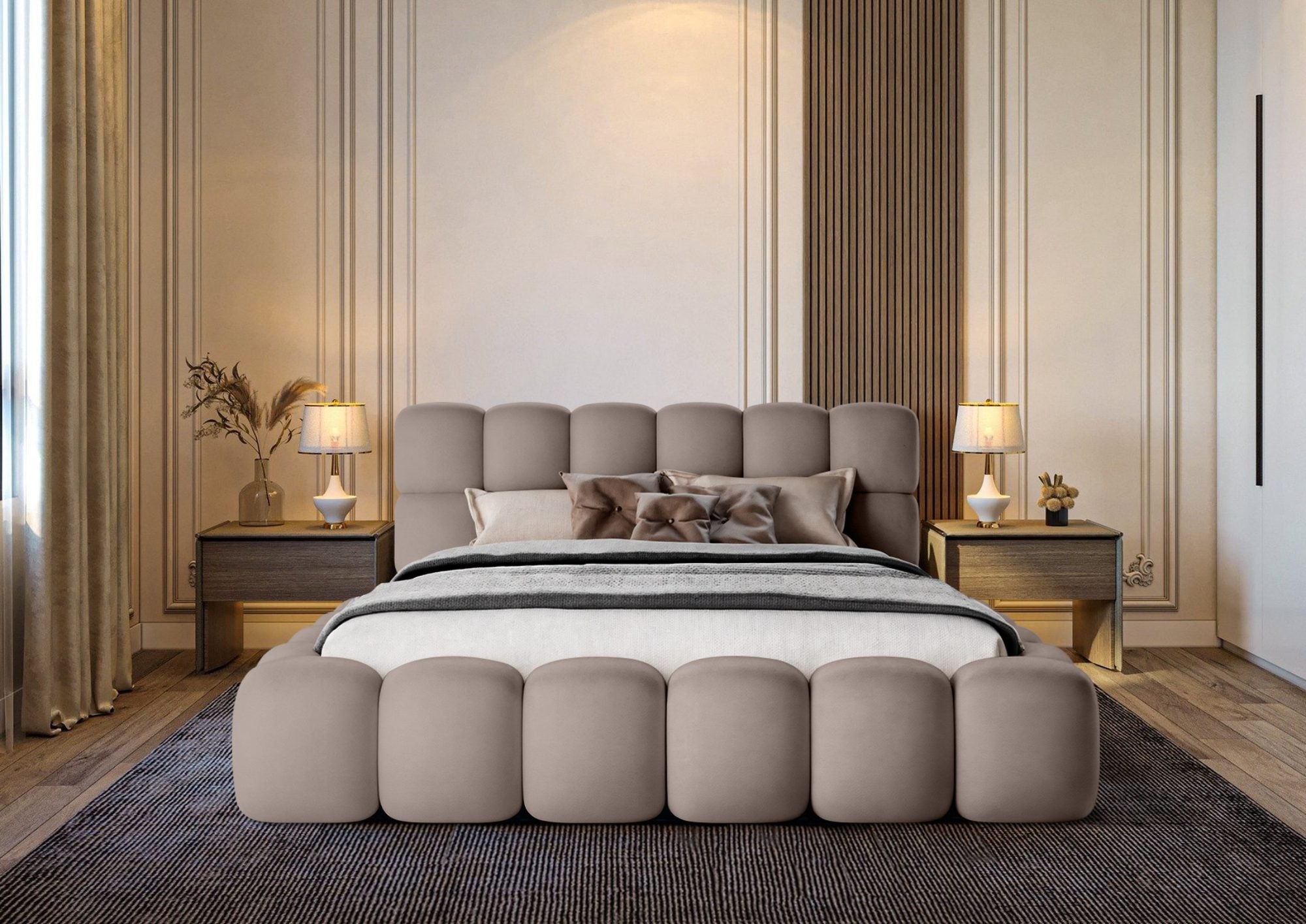 Miegamojo lova JASMIJA, šviesiai ruda piano