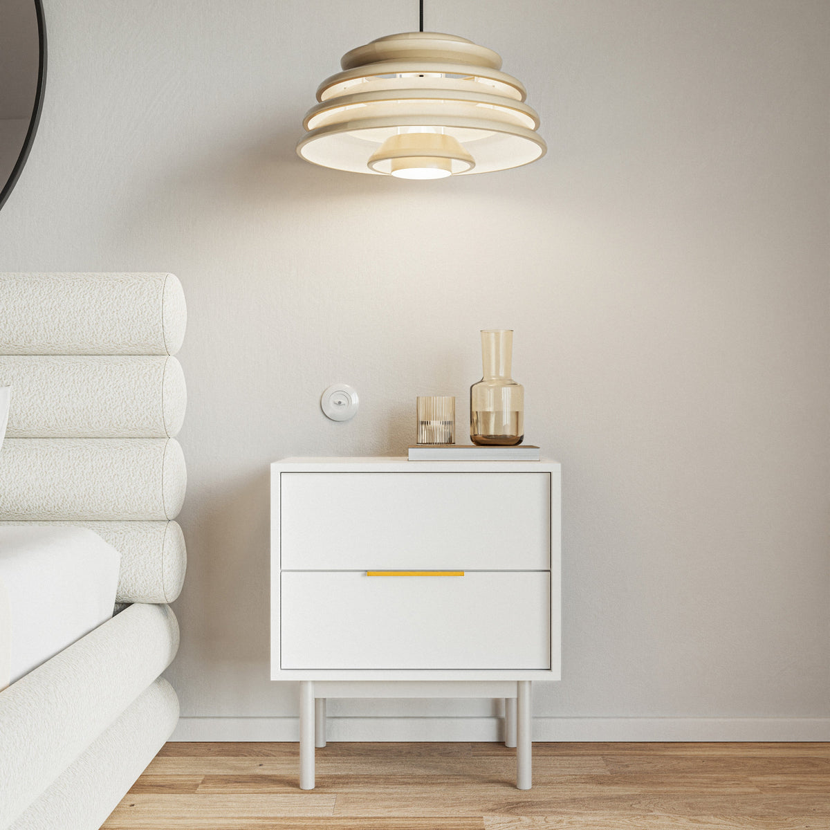 Naktinė spintelė NOLAH, 54 cm, balta