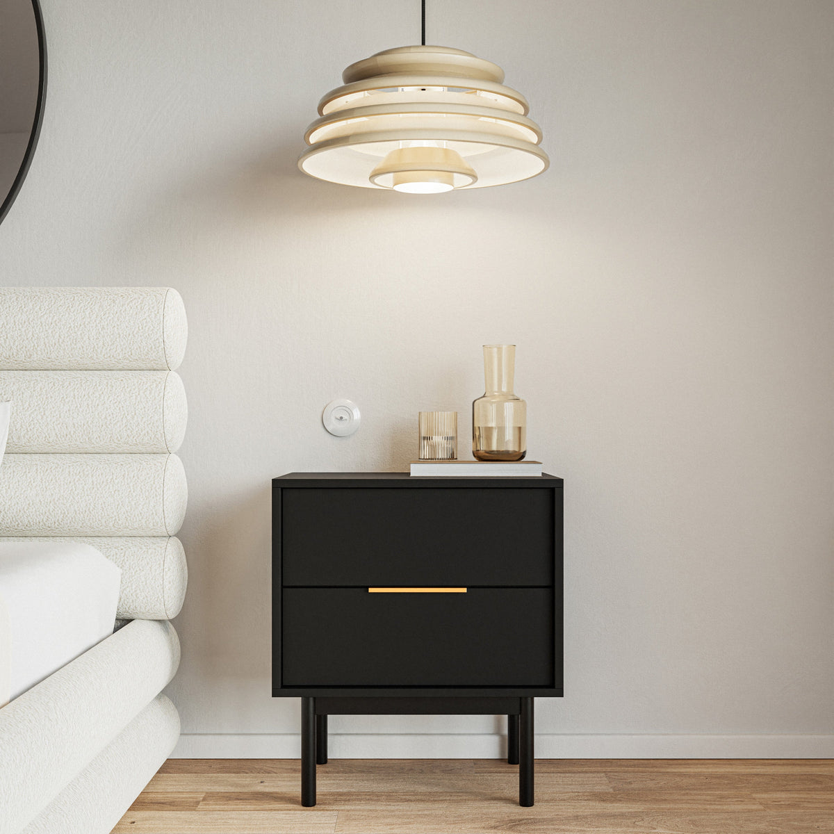 Naktinė spintelė NOLAH, 54 cm, juoda