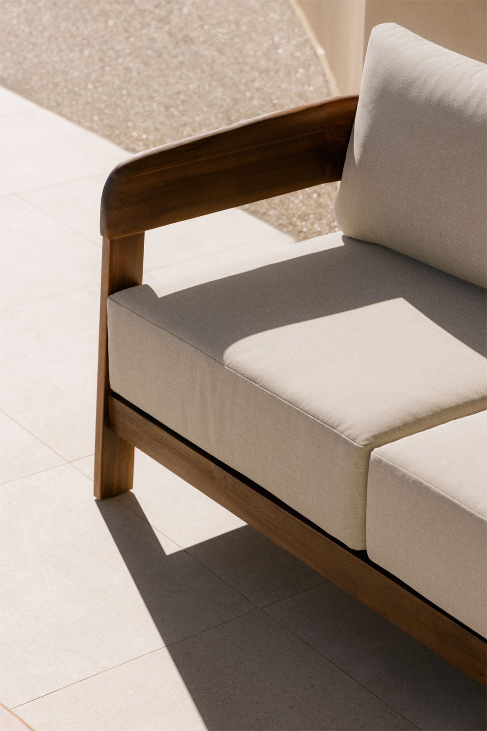 Three-seater outdoor sofa ULENO, acacia wood, dark acacia
