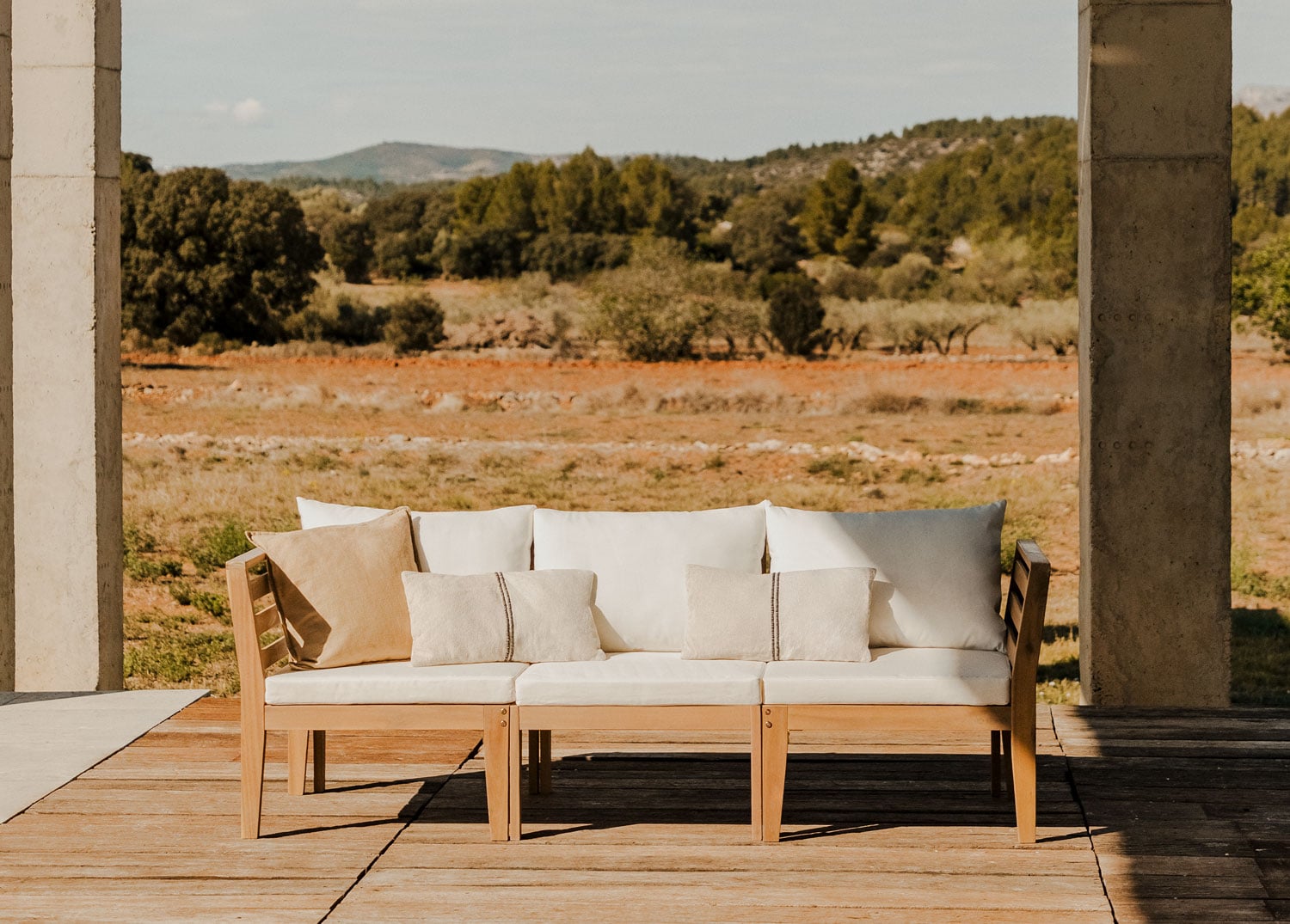 Sofa MODULO, trivietė su porankiais, balta
