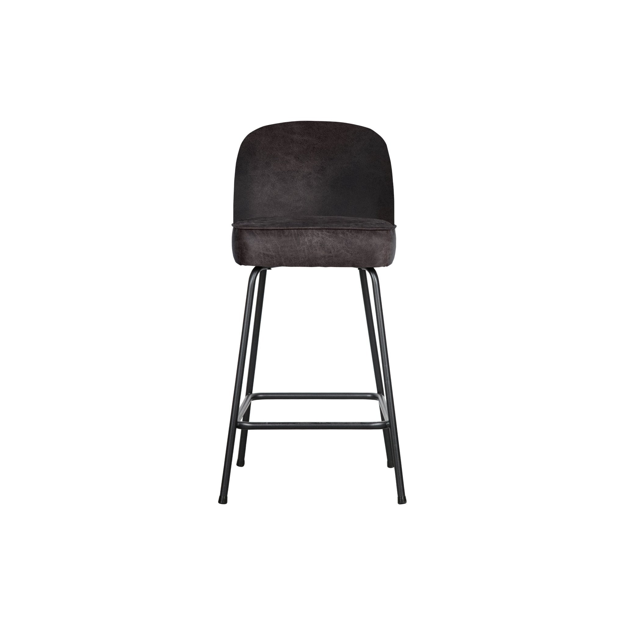 "Vogue" Baro Kėdė, 65cm, Perdirbta Oda, Juoda Spalva