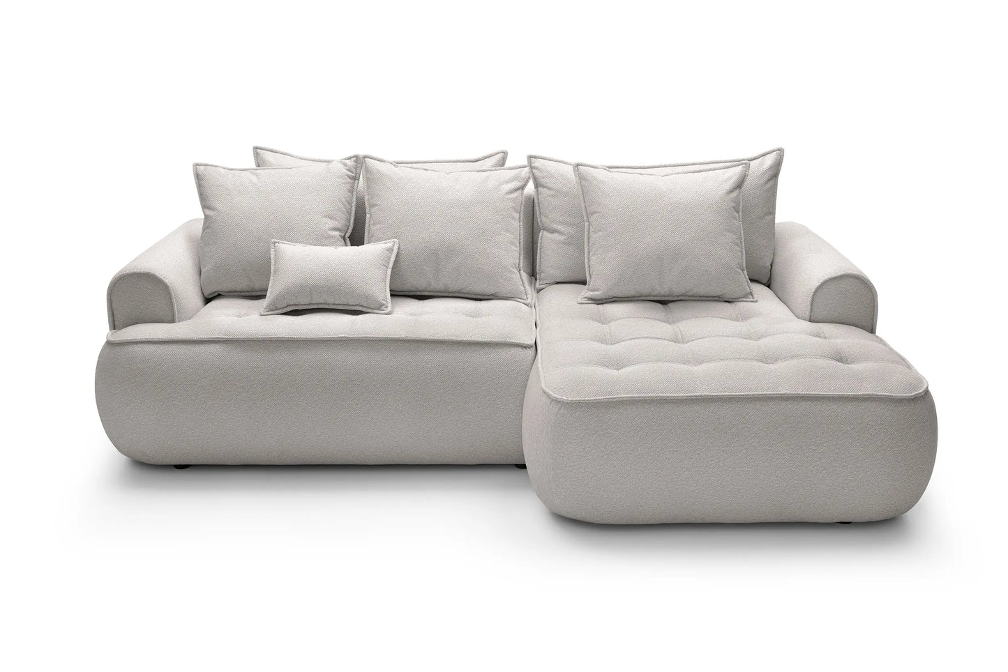 Kampinė sofa SAMUEL su miego funkcija, pilkai smėlinė