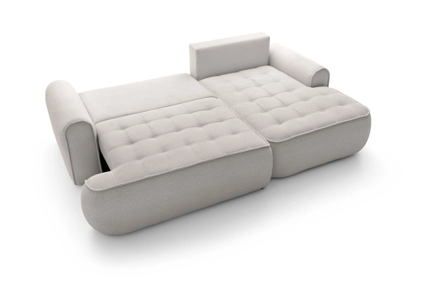 Kampinė sofa SAMUEL su miego funkcija, pilkai smėlinė