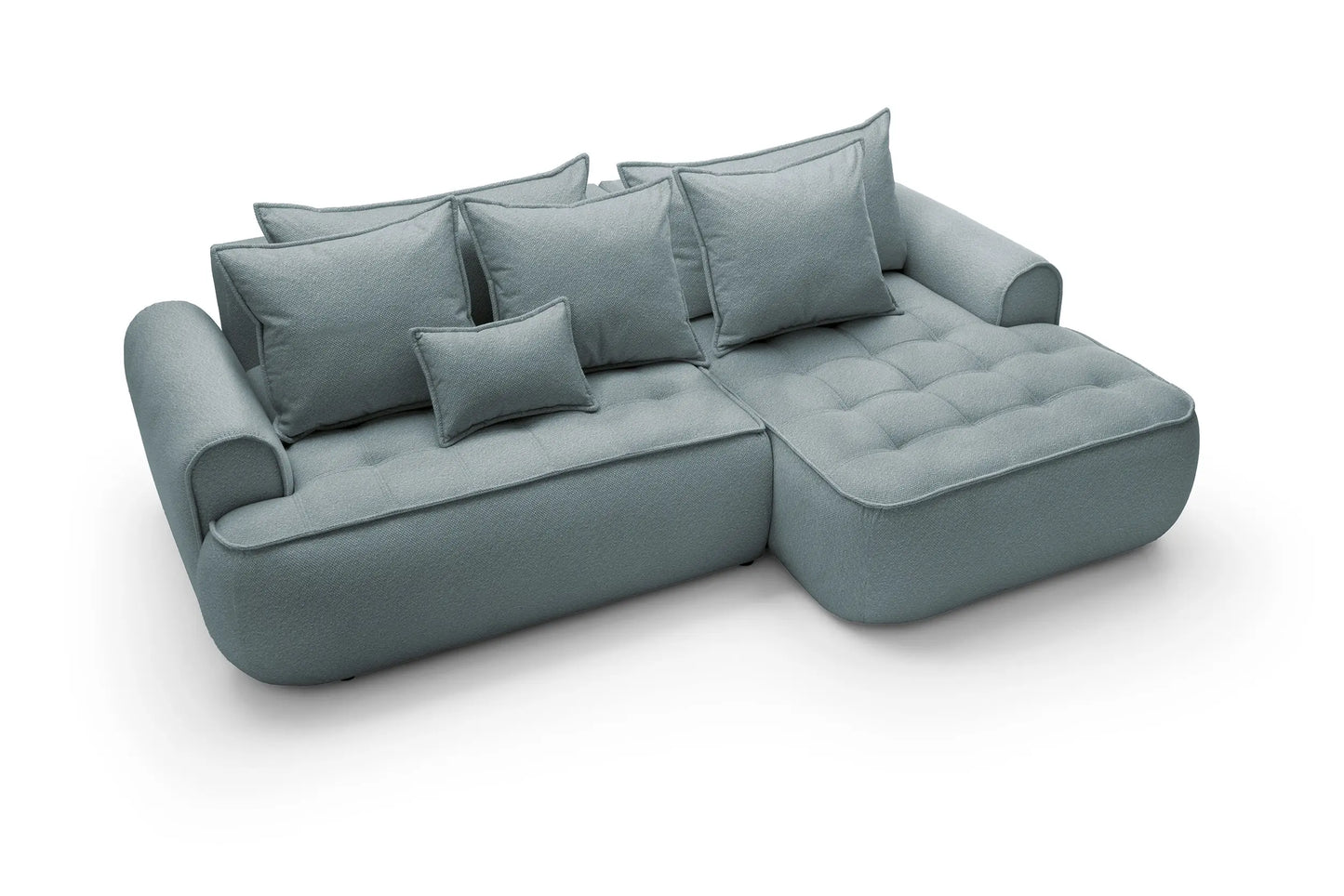 Kampinė sofa SAMUEL su miego funkcija, mėlyna