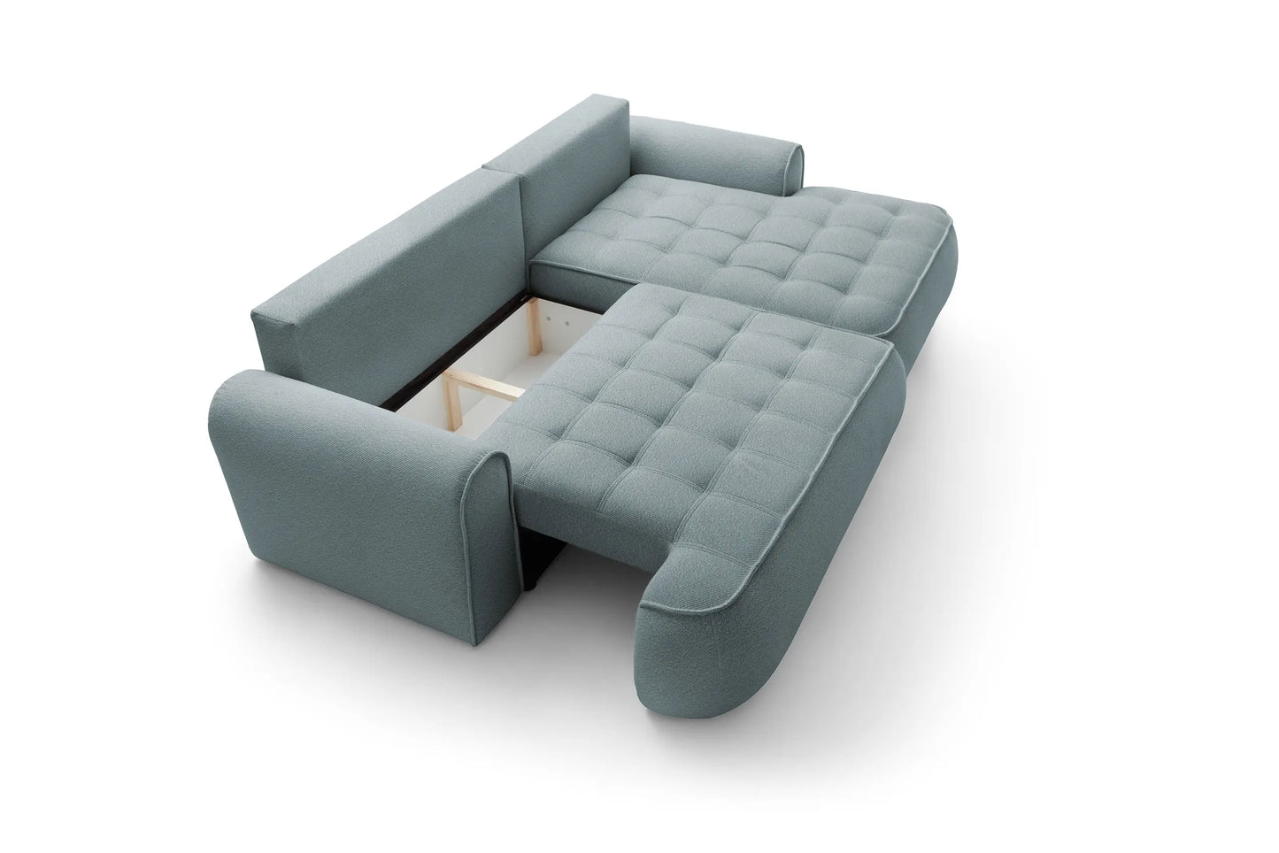 Kampinė sofa SAMUEL su miego funkcija, mėlyna
