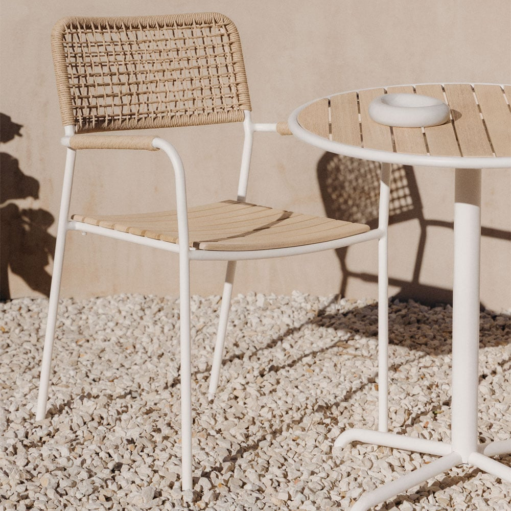 Stackable outdoor chair TILDA, acacia wood, white