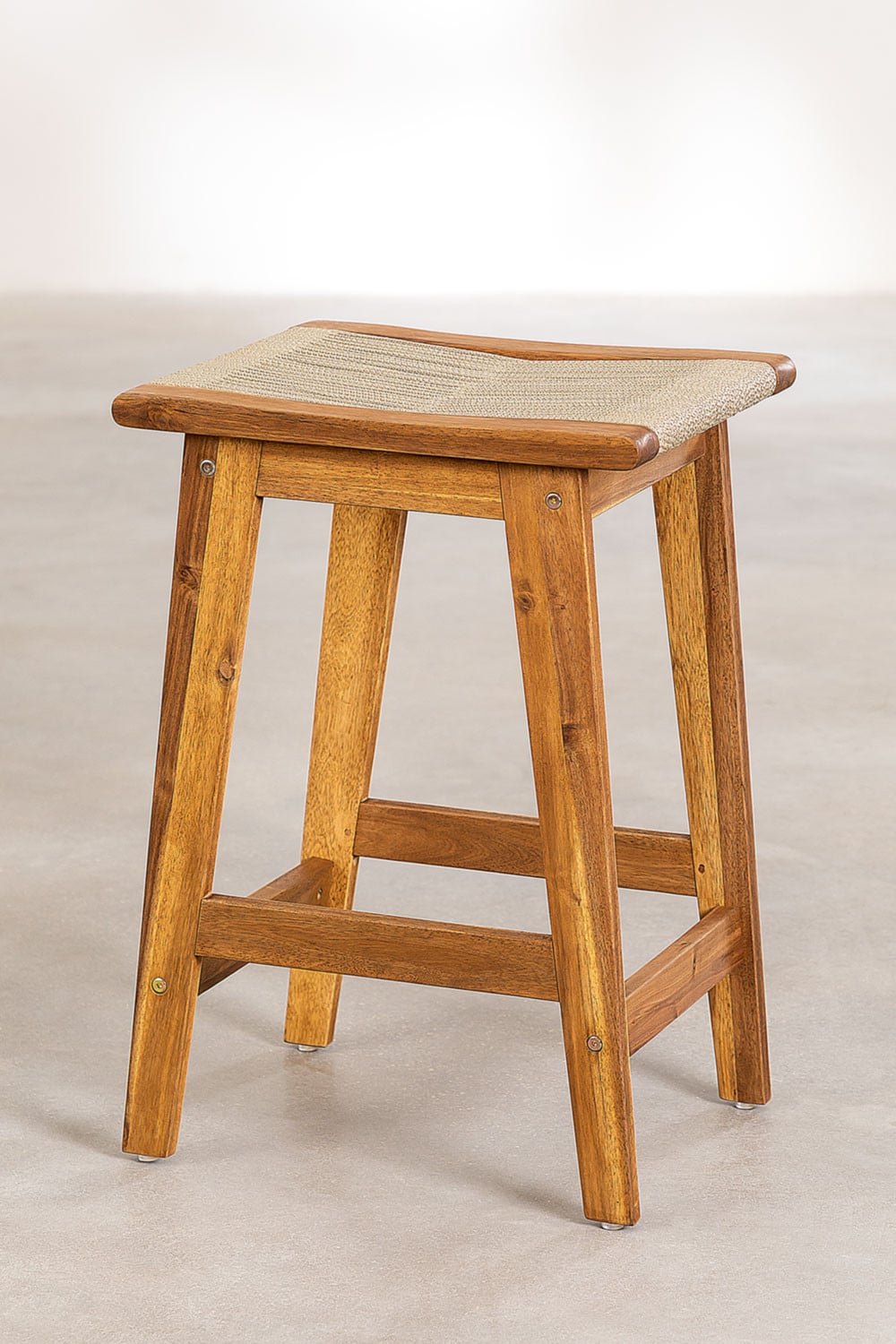 Outdoor bar stool TENAY, acacia wood, wheat brown