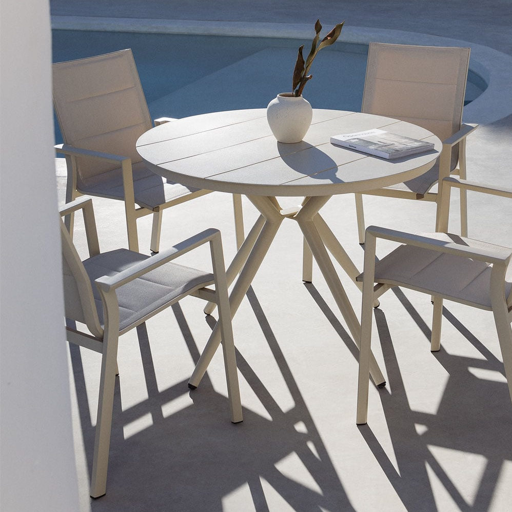 Outdoor dining set VALERIE, aluminum, 4 chairs, cream