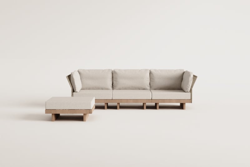 Lauko modulinė sofa FORTO, 2 dalių su pufu