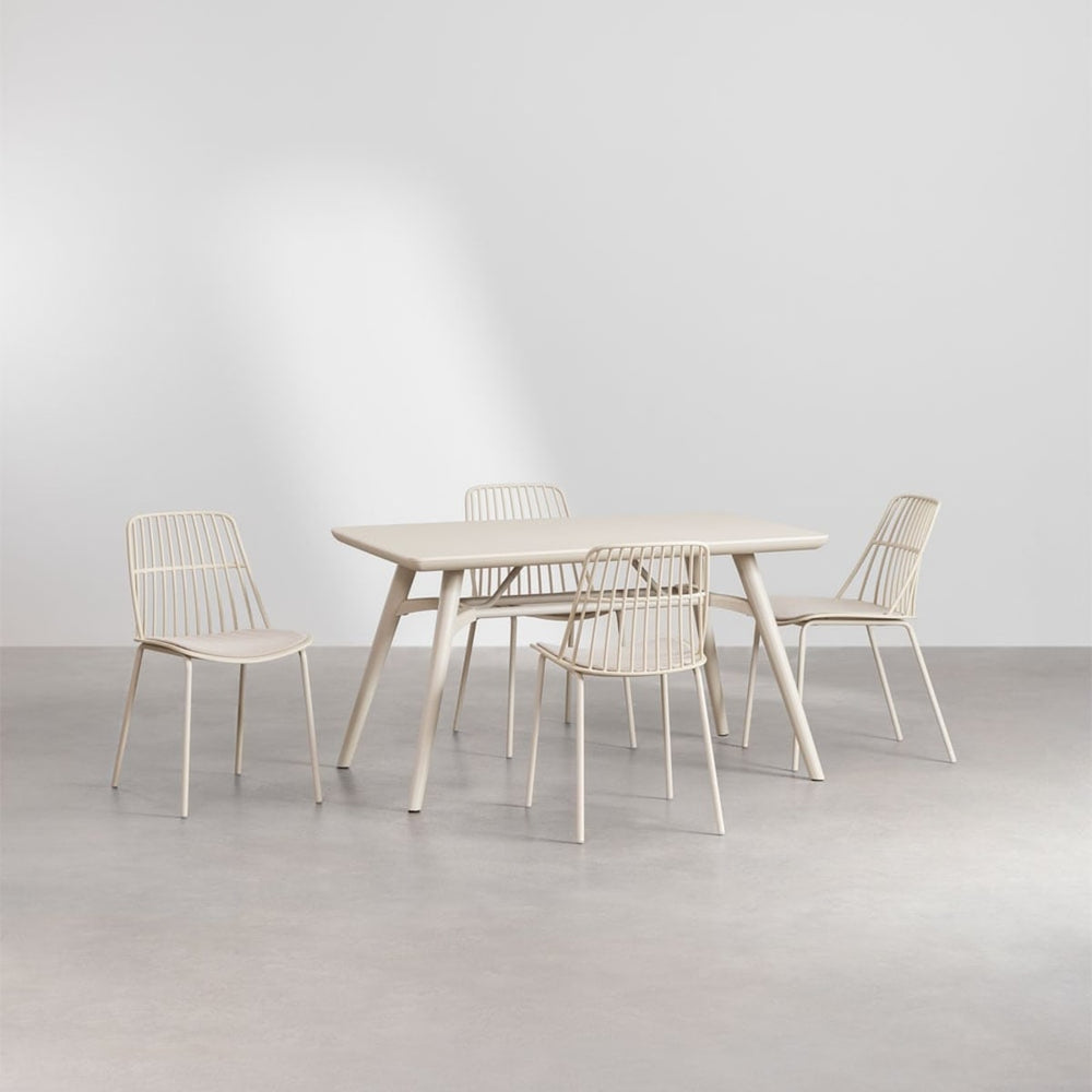 Outdoor dining set SCAND, 5 pieces, cream