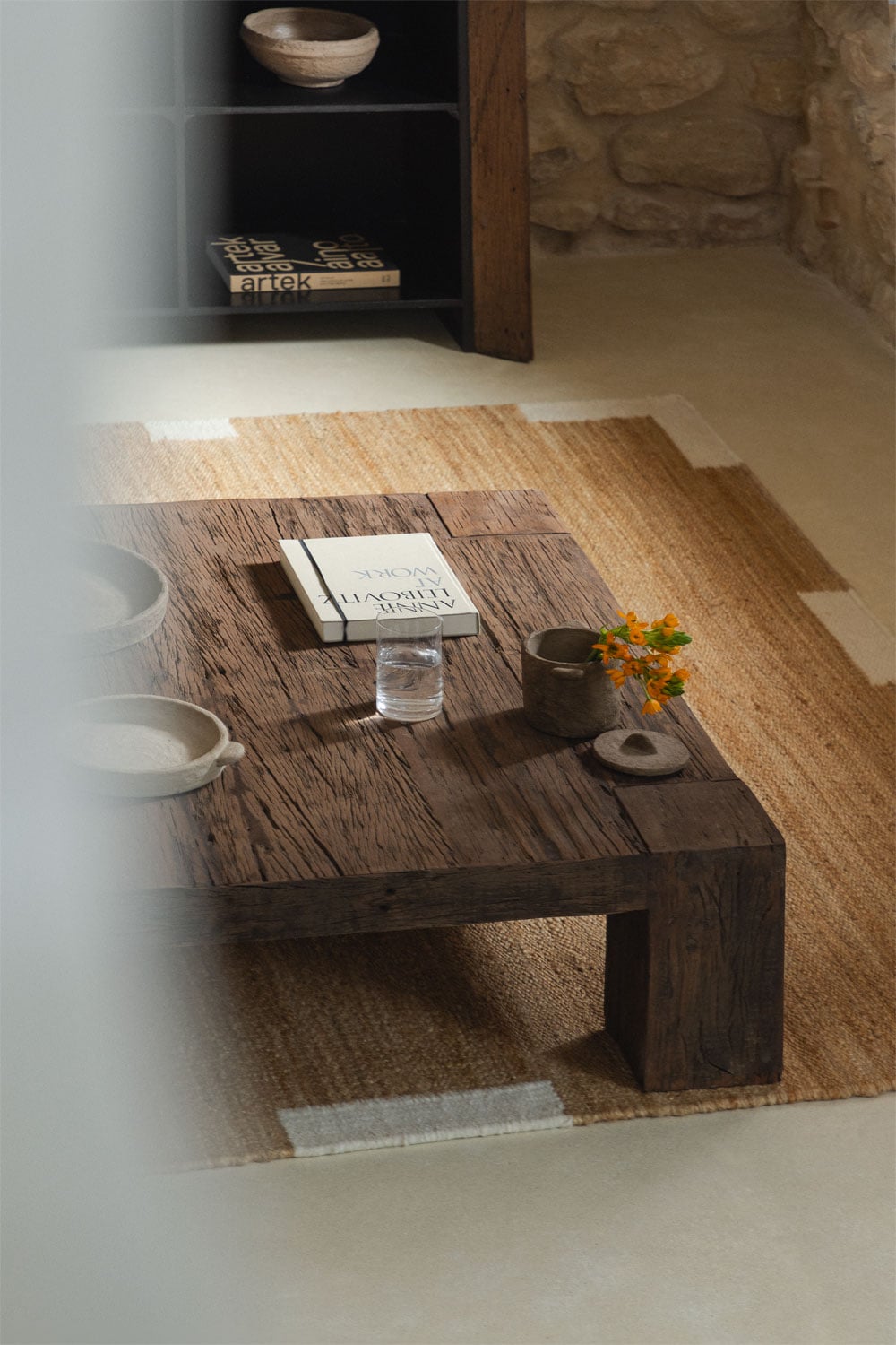 Coffee table JENDEA square, reclaimed wood
