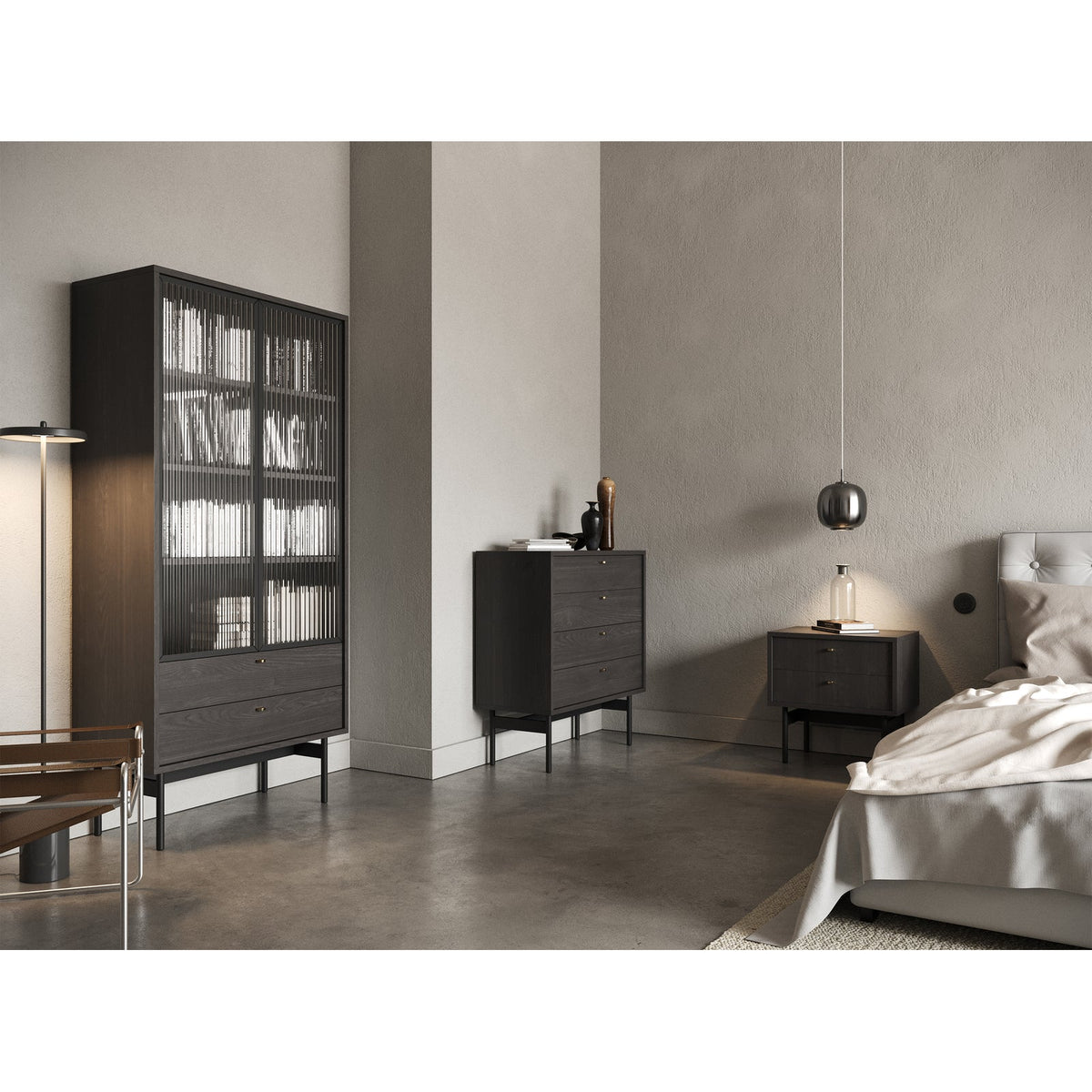 Komoda OLAR, uosio, 86 cm – priekis ir šonas