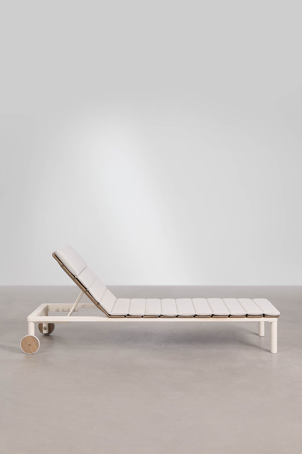Outdoor lounger SIRKA, adjustable, with wheels, white