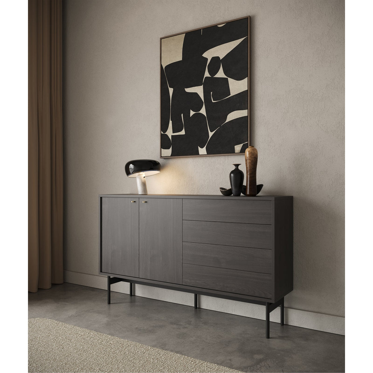 Komoda OLAR, uosio, 154 cm elegantiškoje aplinkoje