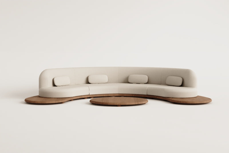 Komplektas NEXO, lenkta sofa ir ovalus staliukas