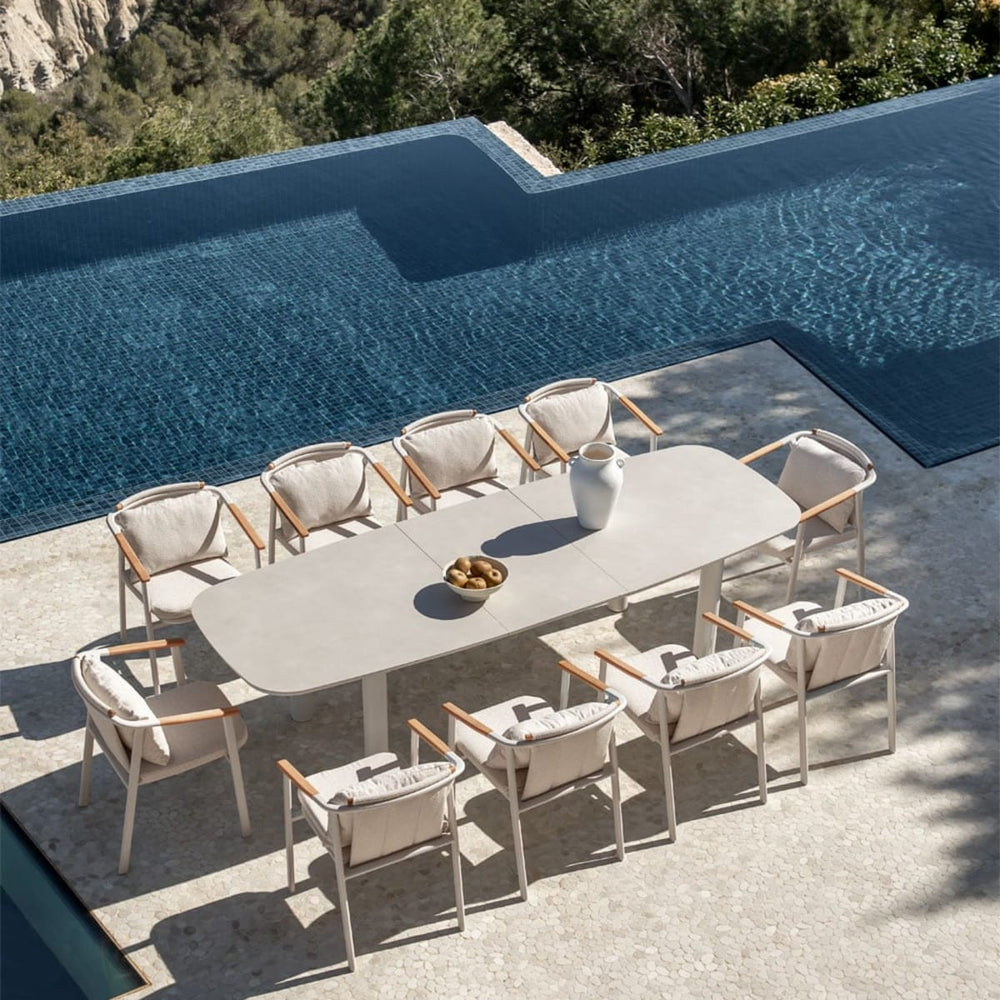 ZINTI outdoor set, extendable table, 10 chairs, cream