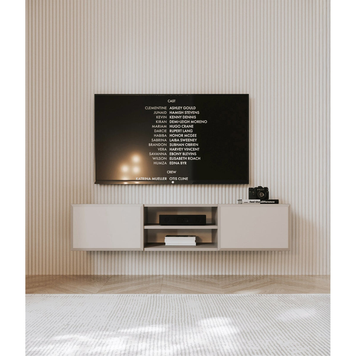 TV spintelė OLINE, 137 cm, smėlinė