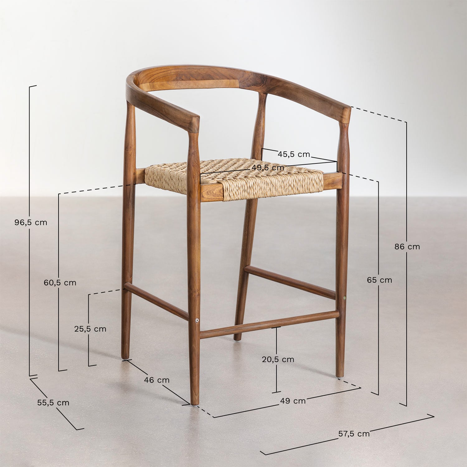 VISBY Outdoor High Chair, teak, 65 cm