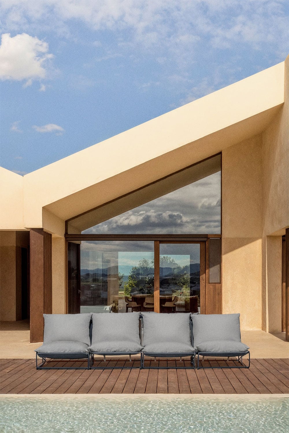 Modular outdoor sofa COSMO, Creamy sand blue