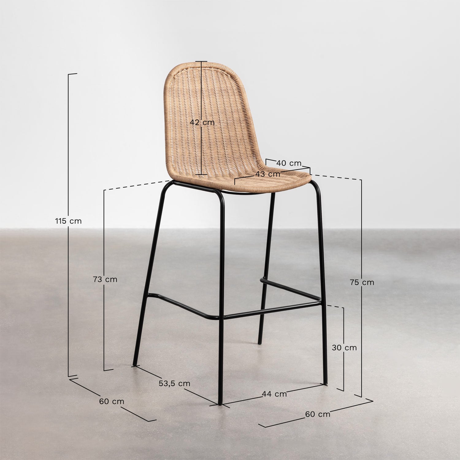 High chair ALTANO, mocca brown, 75 cm
