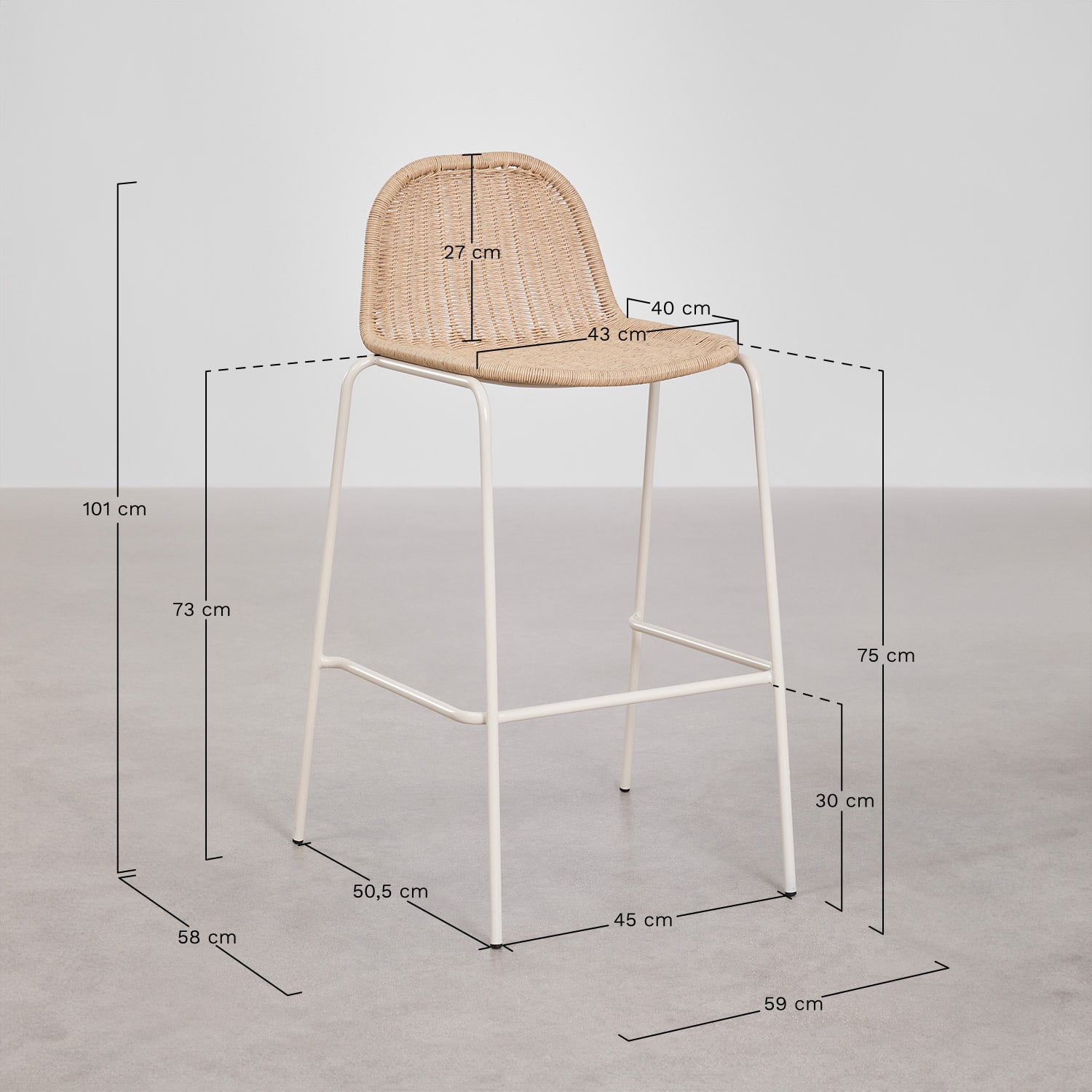 Augstais krēsls ALTANO, melns, 75 cm