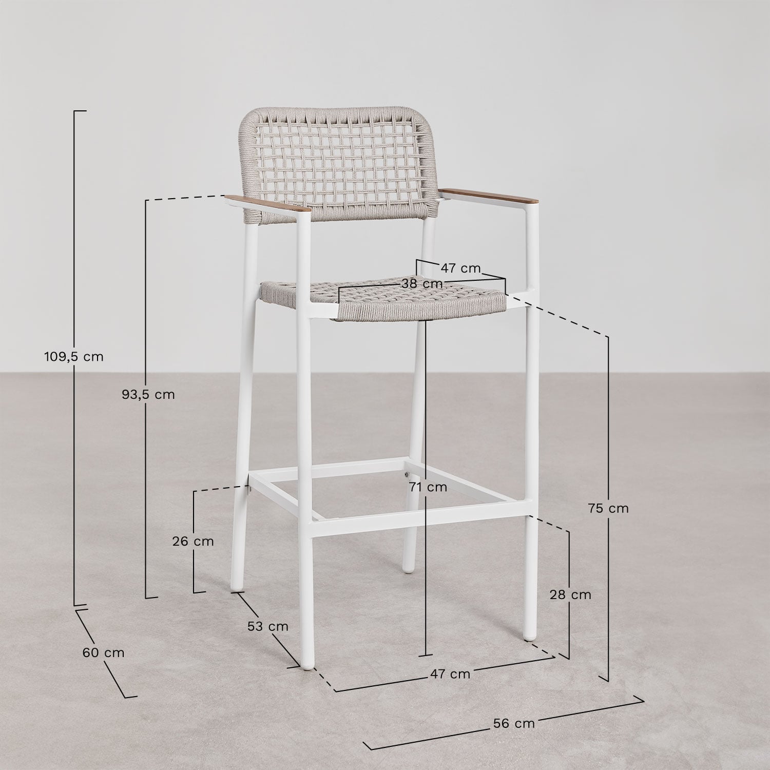 High outdoor chair ALTANO, white