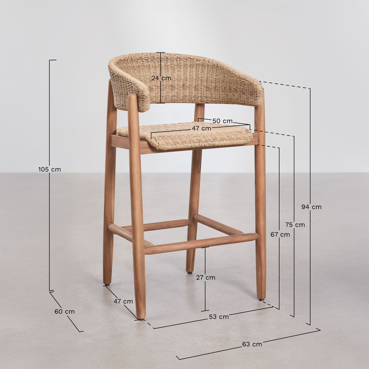 Aukšta kėdė AKINAS, 75 cm