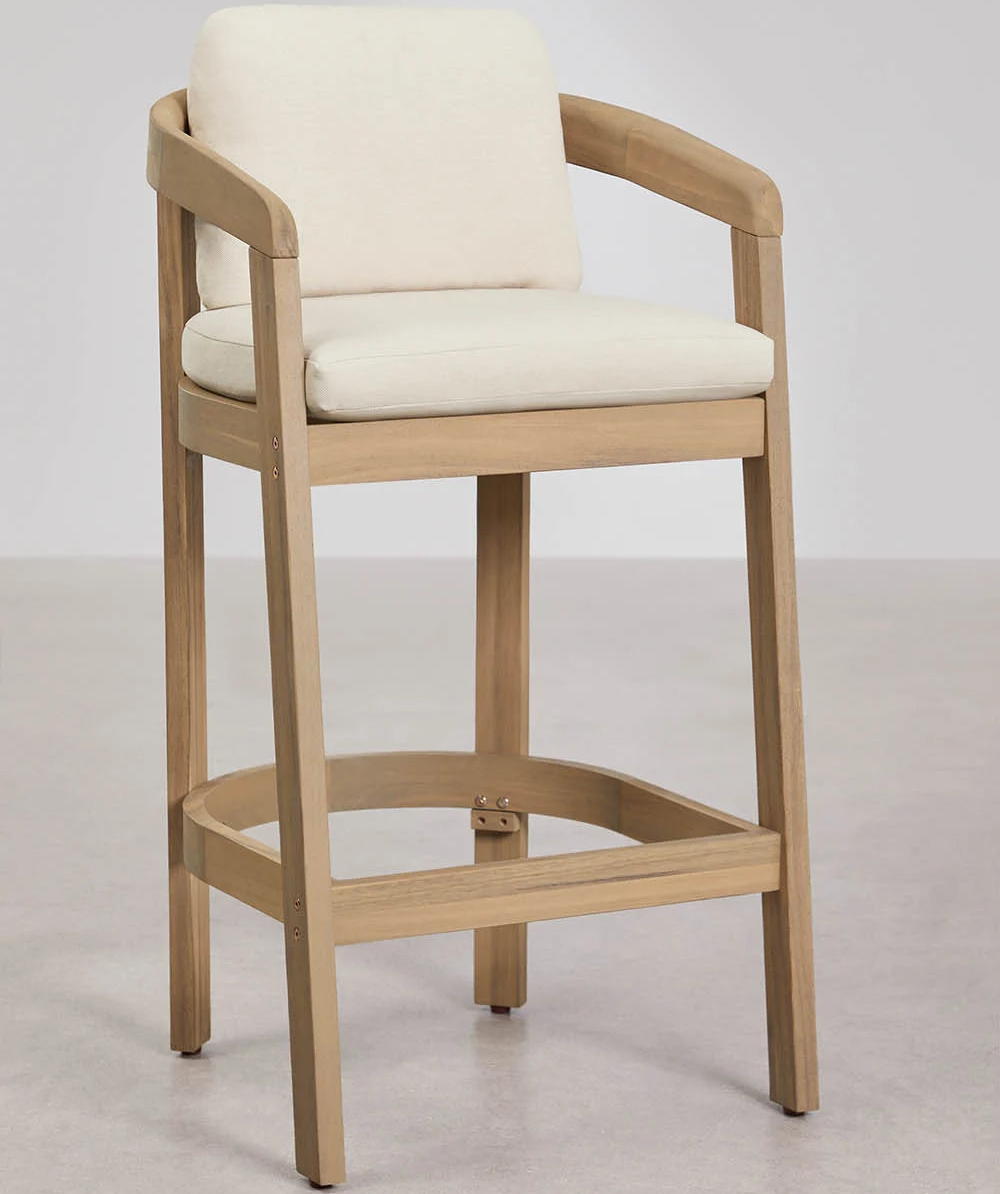 High outdoor chair ULENO, light acacia, 75 cm