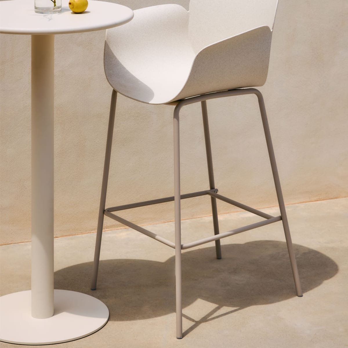 BOKA bar stool, white stone, 75 cm