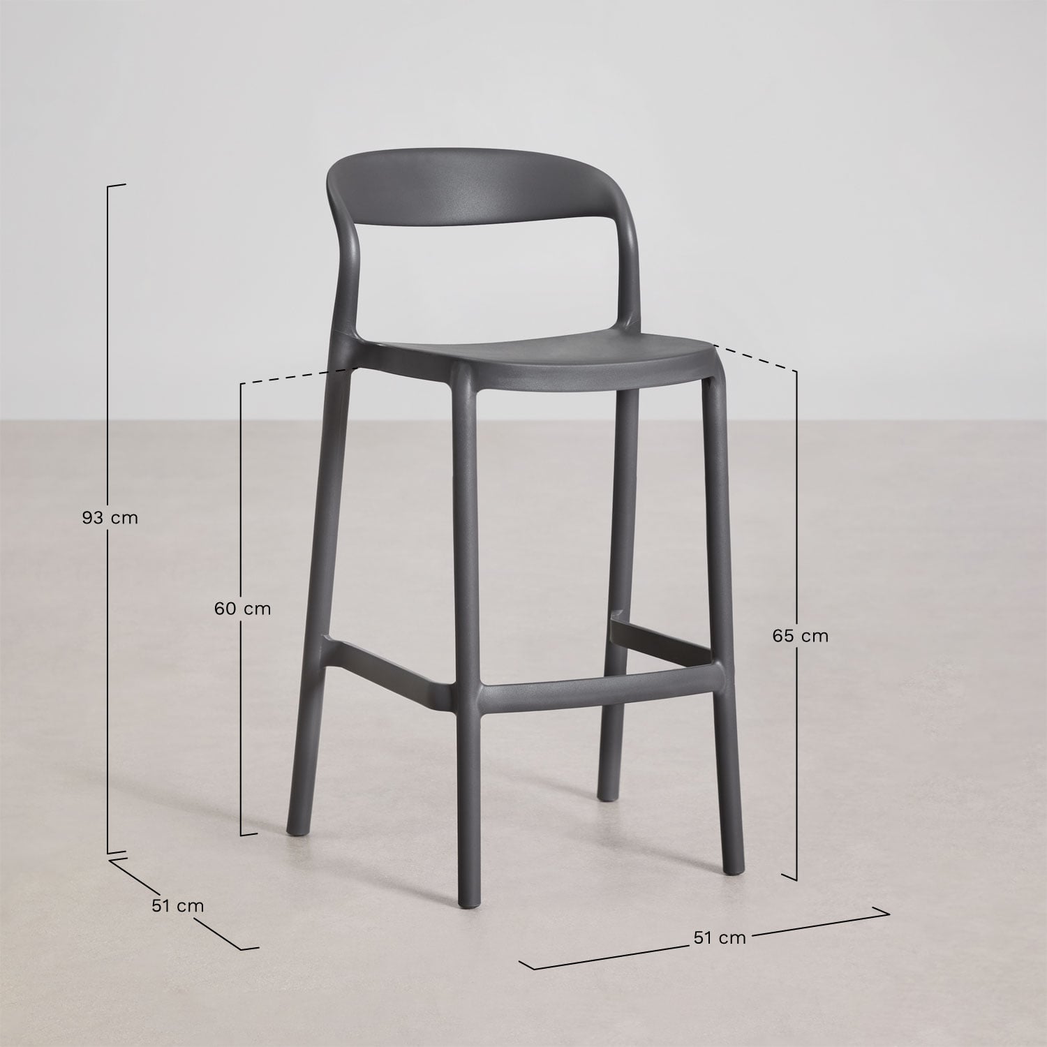 Lauko baro kėdė TERRA, balto akmens, 65 cm